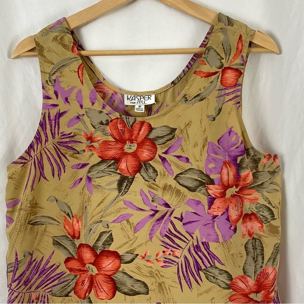 Kasper For A.S.L. Floral Sleeveless Tank Top Multicolor Size 10 - Picture 3 of 16